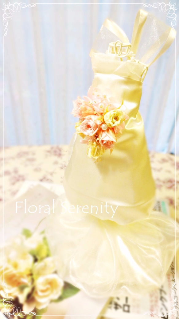 【結婚祝い】プリンセスフラワードレス（マーメイド）ピンク×白 4枚目の画像