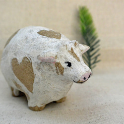 ウシ ハート柄の牛（A) 来年の干支 牛年 うし オーブン陶芸 干支の