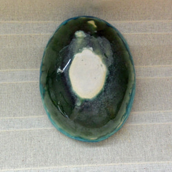 ハワイ　ネネの楕円形ボウル　野鳥　ハワイガン　手作り陶芸・陶器　トルコブルー　お皿・食器 6枚目の画像