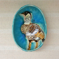 ハワイ　ネネの楕円形ボウル　野鳥　ハワイガン　手作り陶芸・陶器　トルコブルー　お皿・食器 8枚目の画像