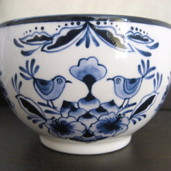 陶器の絵付 南国柄　ブルー　鳥と植物のカップ 7枚目の画像