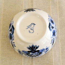 陶器の絵付 南国柄　ブルー　鳥と植物のカップ 6枚目の画像