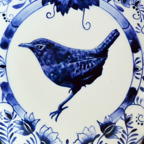 陶器の絵付 鳥と花柄のお皿 ブルー B ヨーロッパ風 小皿 Shihoko 通販