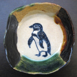 陶器　ペンギンのお皿　和陶芸 1枚目の画像