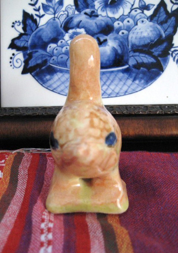 陶器の置物　鳥　鴨系　カモさんの置物 4枚目の画像