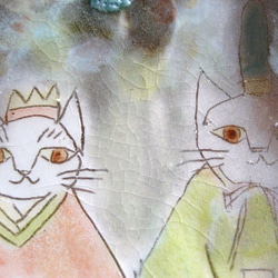 猫のお雛様　陶器の飾り皿　ちょっと幻想的な、ねこのおひな飾り 3枚目の画像