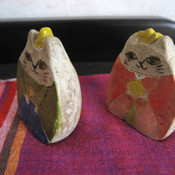 猫のお雛様　オーブン陶芸　平らな形　ねこ　ネコ　キャットびな 3枚目の画像