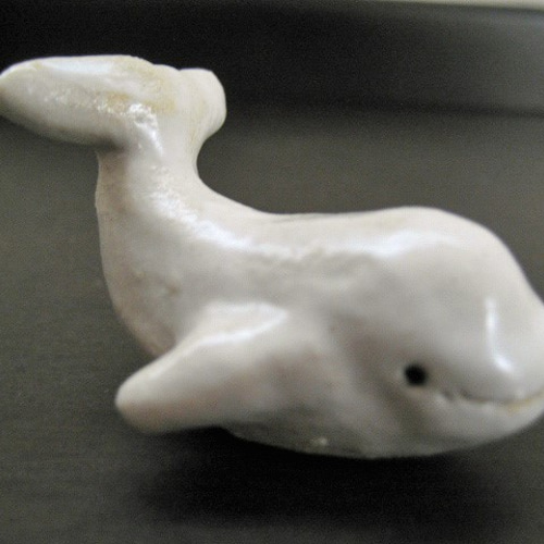 ミニ白イルカ 豆白クジラ 2匹セット 陶器の置物 和陶芸 ベルーガ