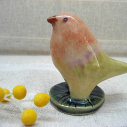 カラフル鳥の置物　陶器　手作り　バードインテリア　お部屋に鳥さんを！ オレンジ系 4枚目の画像