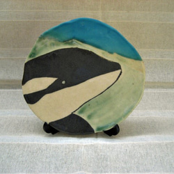 シャチ！　横顔　15~17cmのプレート飾り　インテリア　手作り陶器　陶芸　オルカ柄 4枚目の画像