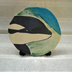 シャチ！　横顔　15~17cmのプレート飾り　インテリア　手作り陶器　陶芸　オルカ柄 5枚目の画像