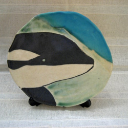 シャチ！　横顔　15~17cmのプレート飾り　インテリア　手作り陶器　陶芸　オルカ柄 2枚目の画像