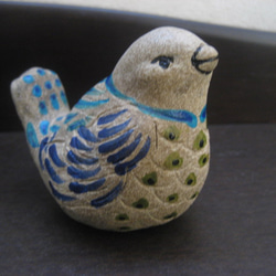 鳥さん　柄がﾊﾃﾞﾊﾃﾞ　オーブン陶芸　置物 1枚目の画像