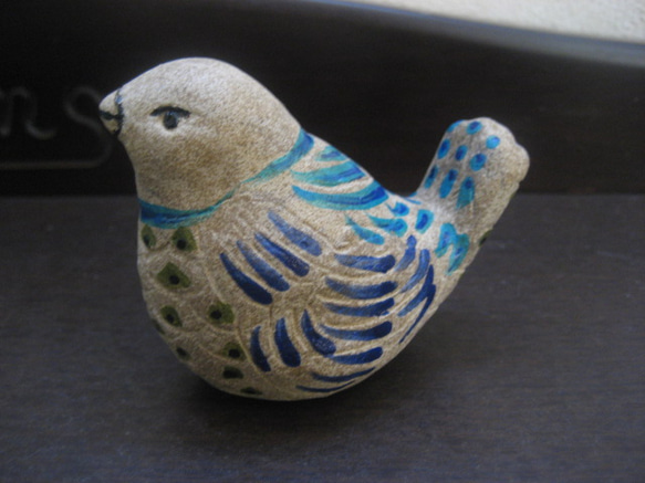 鳥さん　柄がﾊﾃﾞﾊﾃﾞ　オーブン陶芸　置物 3枚目の画像