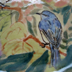 キビタキとルリビタキのお皿　手作り陶器　森のなかに鳥　陶芸　野鳥のお皿 7枚目の画像