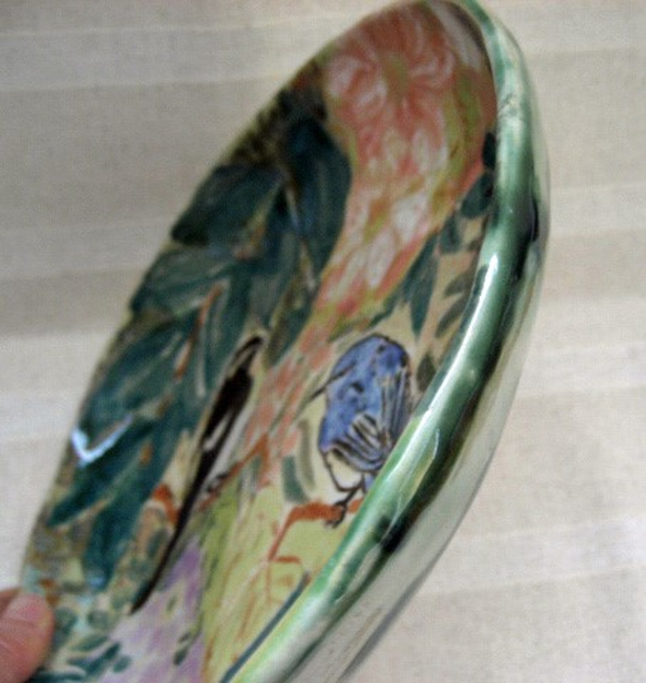 キビタキとルリビタキのお皿　手作り陶器　森のなかに鳥　陶芸　野鳥のお皿 5枚目の画像
