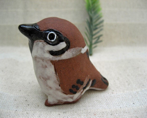 スズメの置物 雀C 手作り陶器 すずめ ちょっとかわいい 鳥 陶芸 その他