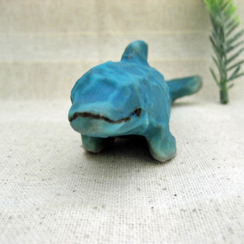 イルカ 陶器の置物 トルコブルー 手作り陶芸 イルカの置き物