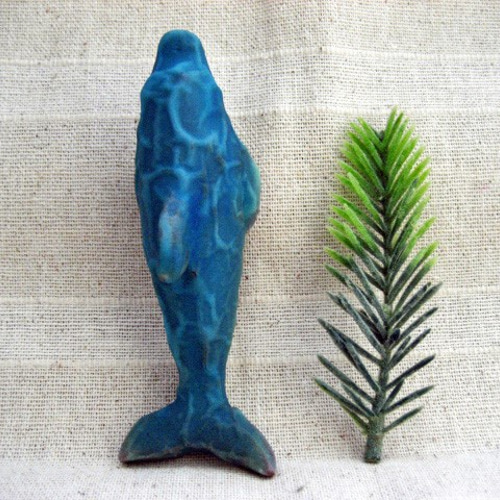 イルカ 陶器の置物 トルコブルー 手作り陶芸 イルカの置き物 その他