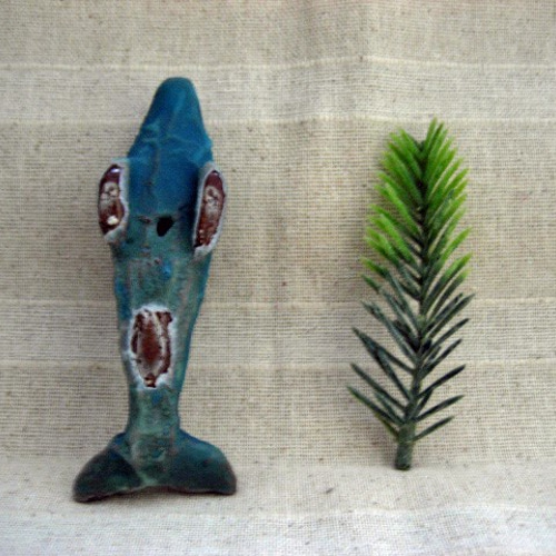 イルカ 陶器の置物 トルコブルー 手作り陶芸 イルカの置き物 その他