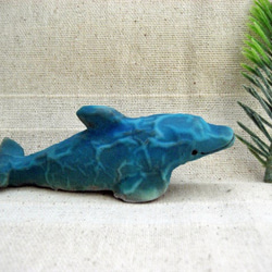 イルカ 陶器の置物 トルコブルー 手作り陶芸 イルカの置き物 その他