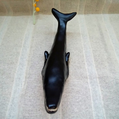 クジラ 陶器の置物 ザトウクジラ風 手作り陶芸 鯨の置き物 ハンプ