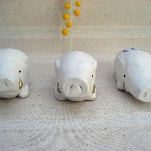 クリーマ限定！ 2019年亥 白いイノシシの置物（A) 干支の飾り 猪