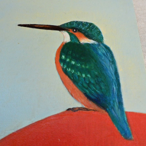 油絵・イラスト 翡翠カワセミ オレンジ とり 野鳥 絵画 Shihoko 通販