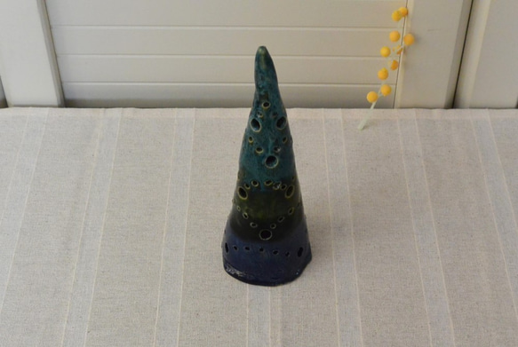 陶器　ツリー　木　ブルーとグリーンのtree　クリスマスにも普段のインテリアにも　陶芸作品 6枚目の画像