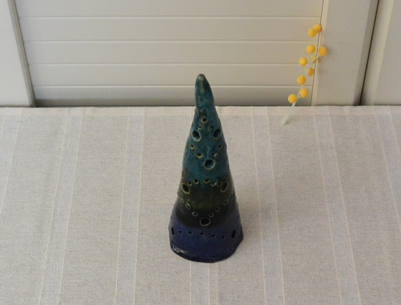 陶器　ツリー　木　ブルーとグリーンのtree　クリスマスにも普段のインテリアにも　陶芸作品 7枚目の画像