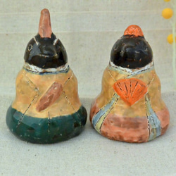 ひな人形　ペンギンのお雛様　鳥　penguins 手作り陶器・陶芸　鳥の置き物 2枚目の画像