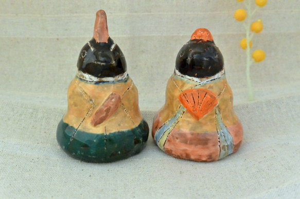 ひな人形　ペンギンのお雛様　鳥　penguins 手作り陶器・陶芸　鳥の置き物 2枚目の画像