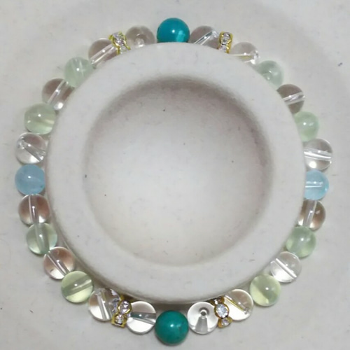 天然無処理ラリマー 樽型ブレスレット 7mm-15.4g