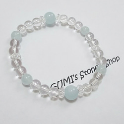3月の誕生石×魚座の守護石】アクアマリン×水晶のブレスレット