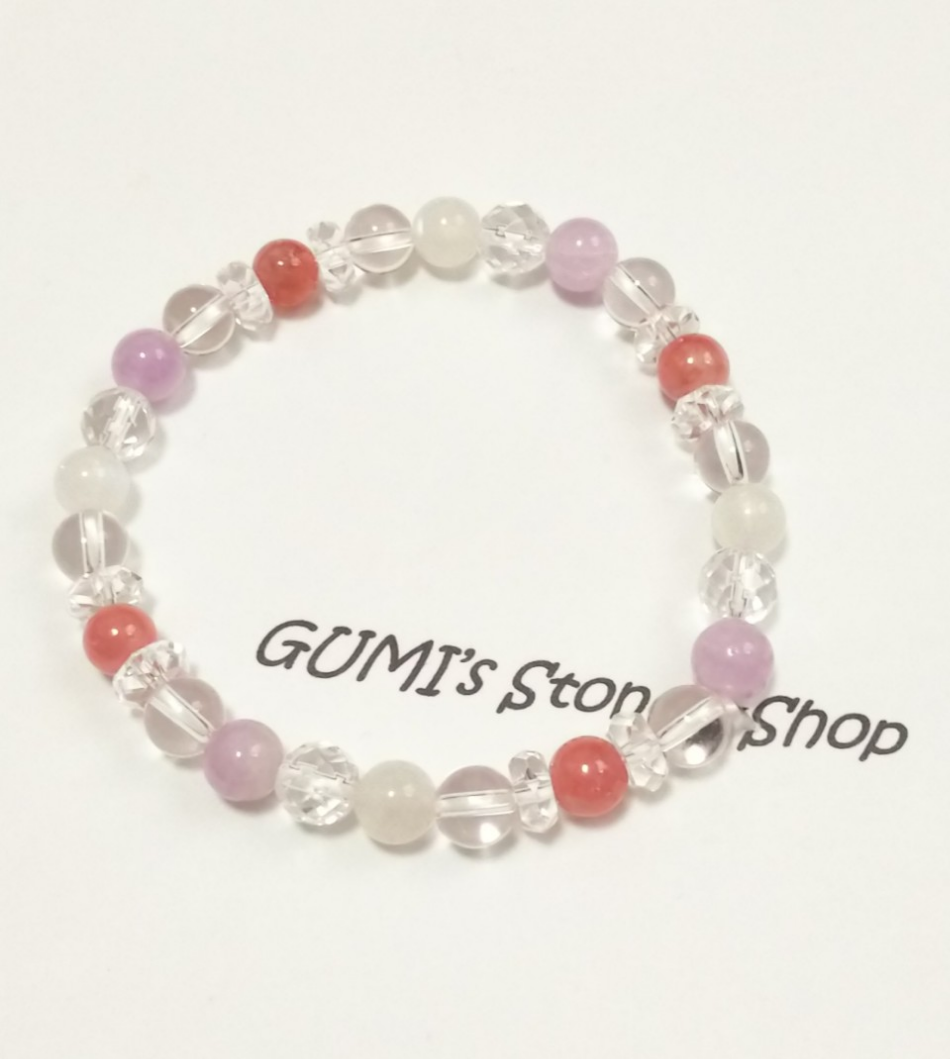 インカローズ×クンツァイトのブレスレット