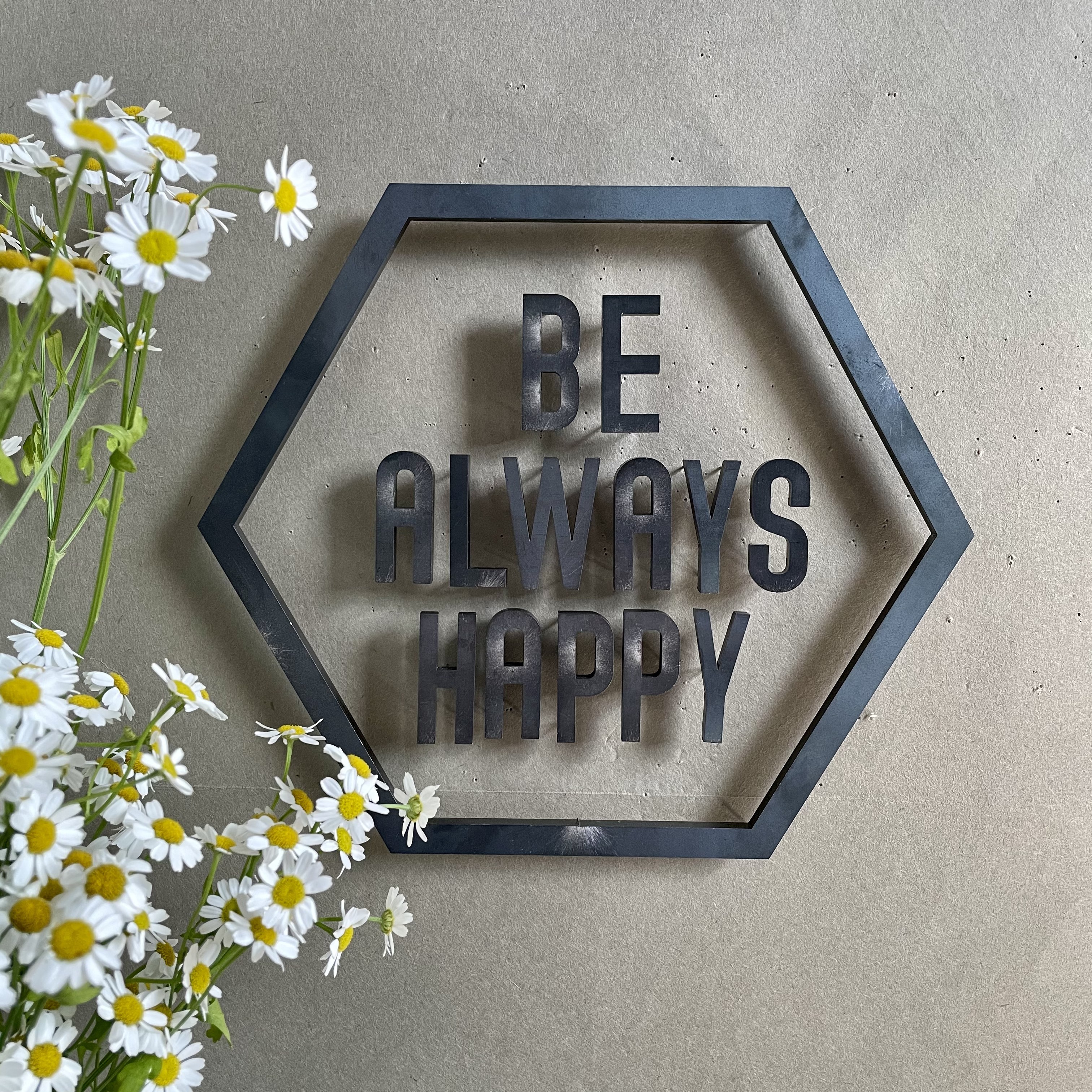 IRON ROGOPIN アイアンロゴピン「BE ALWAYS HAPPY」六角形枠