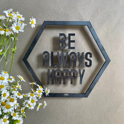 IRON ROGOPIN アイアンロゴピン「BE ALWAYS HAPPY」六角形枠 1枚目の画像