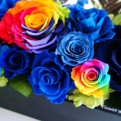 LUXURY BOX “Sept de bonheur”　美しいブルーのお祝い花（レインボーローズ入り） 3枚目の画像