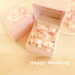 LUXURY BOX “le mariage”（PINK）新郎新婦のイニシャル入りリングピロー♡ 5枚目の画像