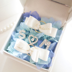 LUXURY BOX “le mariage”（BLUE）新郎新婦のイニシャル入りリングピロー♡ 2枚目の画像