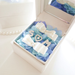 LUXURY BOX “le mariage”（BLUE）新郎新婦のイニシャル入りリングピロー♡ 3枚目の画像