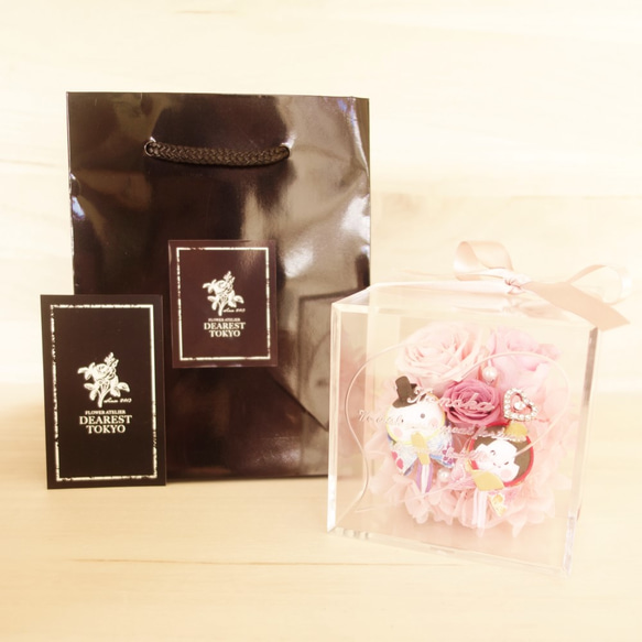 message ROSE “OHINASAMA”　♡名入れ♡【雛祭り】お雛様のフラワーボックス 5枚目の画像