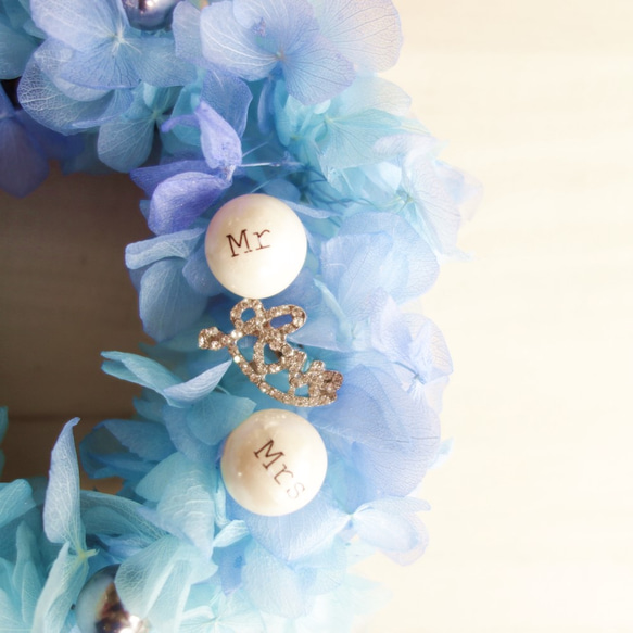 DT's Wedding “AMARRAR”（BLUE）小さなリース型リングピロー 4枚目の画像