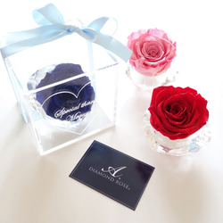 《名入れギフト☆メッセージ刻印》 “le bijou rose” 3color☆高級ダイヤモンドローズのフラワーボックス 1枚目の画像