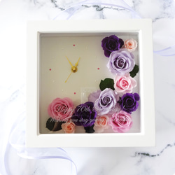 《名入れギフト・メッセージ刻印》message ROSE  “flower time”  大人可愛い花時計 4枚目の画像