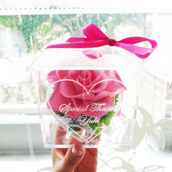 《名入れギフト☆メッセージ刻印》message ROSE “Rose bouquet” 一輪のバラのフラワーボックス 4枚目の画像