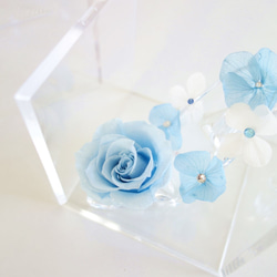 送料無料《名入れギフト☆メッセージ刻印》message ROSE “sky blue” 小さなシンデレラのガラスの靴 3枚目の画像