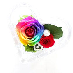 名入れギフト☆メッセージ刻印》message ROSE “HEART CUBE” レインボーローズを隠した小さな宝箱 4枚目の画像
