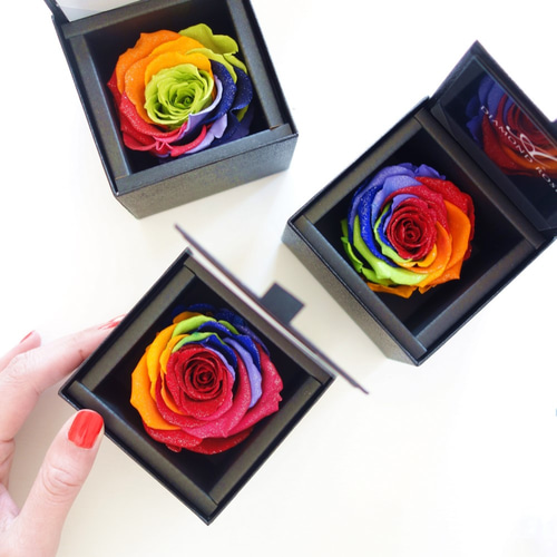 【高級プリザーブドフラワー】パステルレインボーローズ ボックス 楽天市場】送料無料 本物！プリザーブドフラワー レインボーローズ