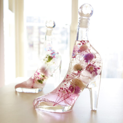 Herbarium “princess PINK”　蝶々の舞うピンクのガラスの靴ハーバリウム 5枚目の画像
